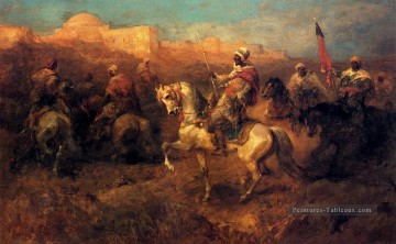 Cavaliers arabes sur la marche Arabe Adolf Schreyer Peinture à l'huile